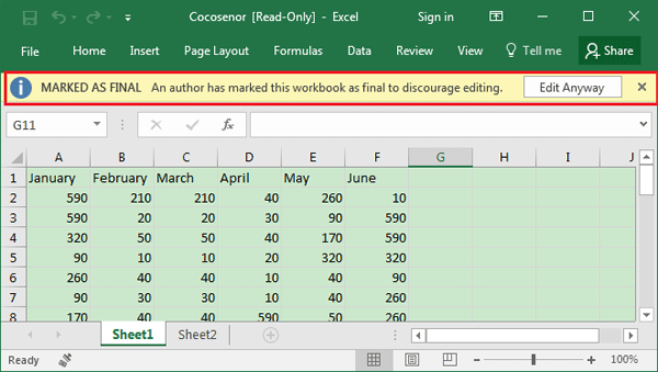 change read only file excel
